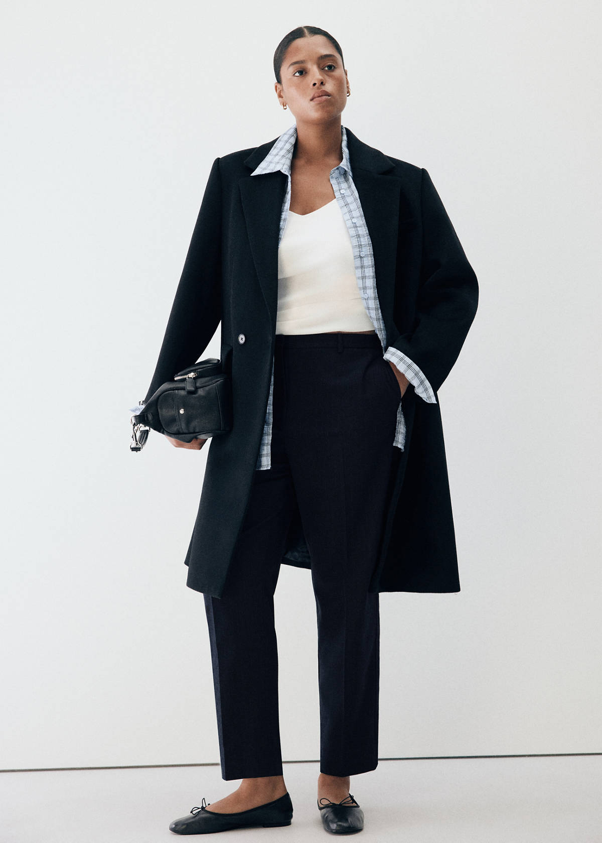 Printed straight trousers — Navy