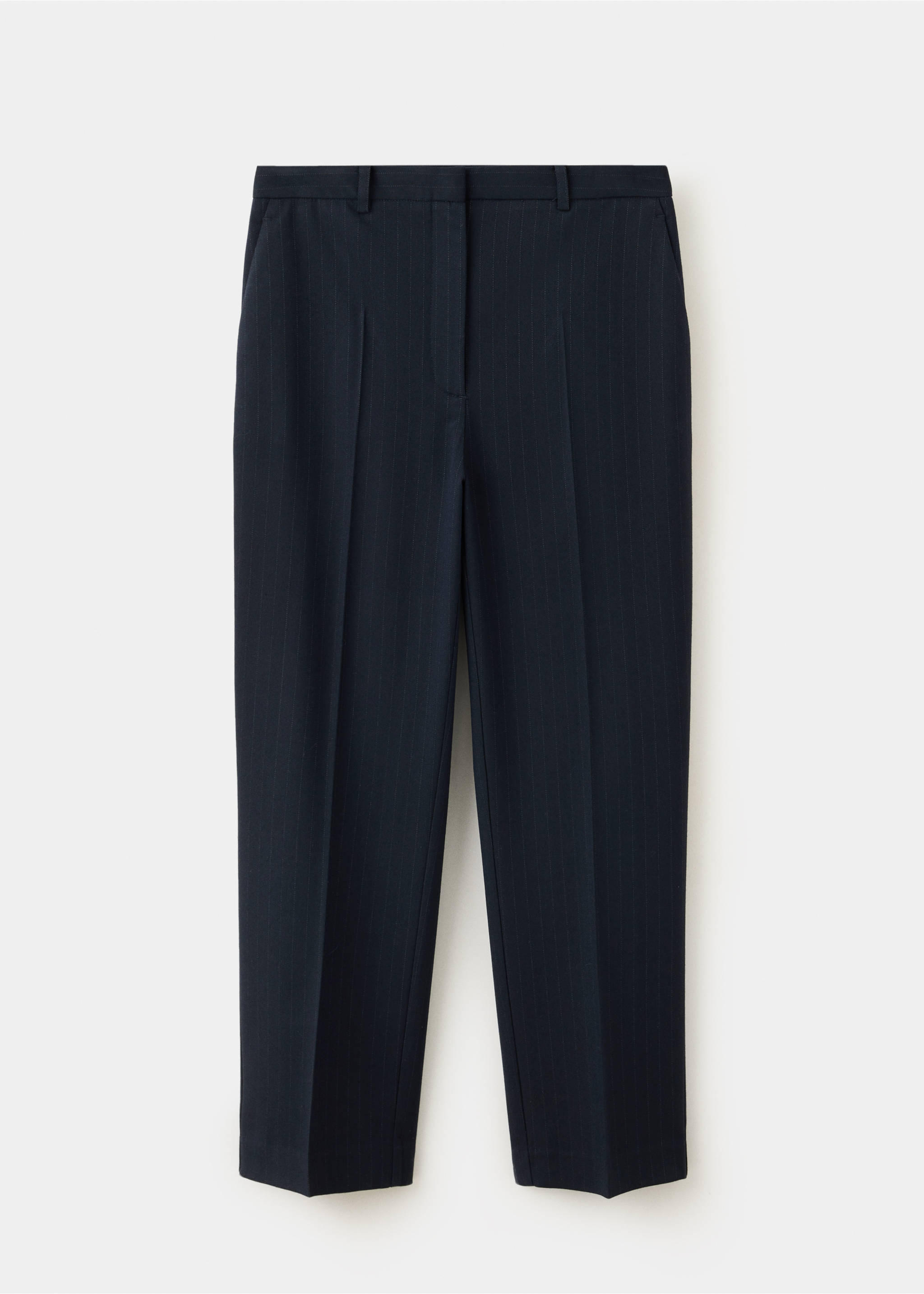Pantalon droit fines rayures - Article sans modèle, Bleu marine. Ref: 37075985-00.
