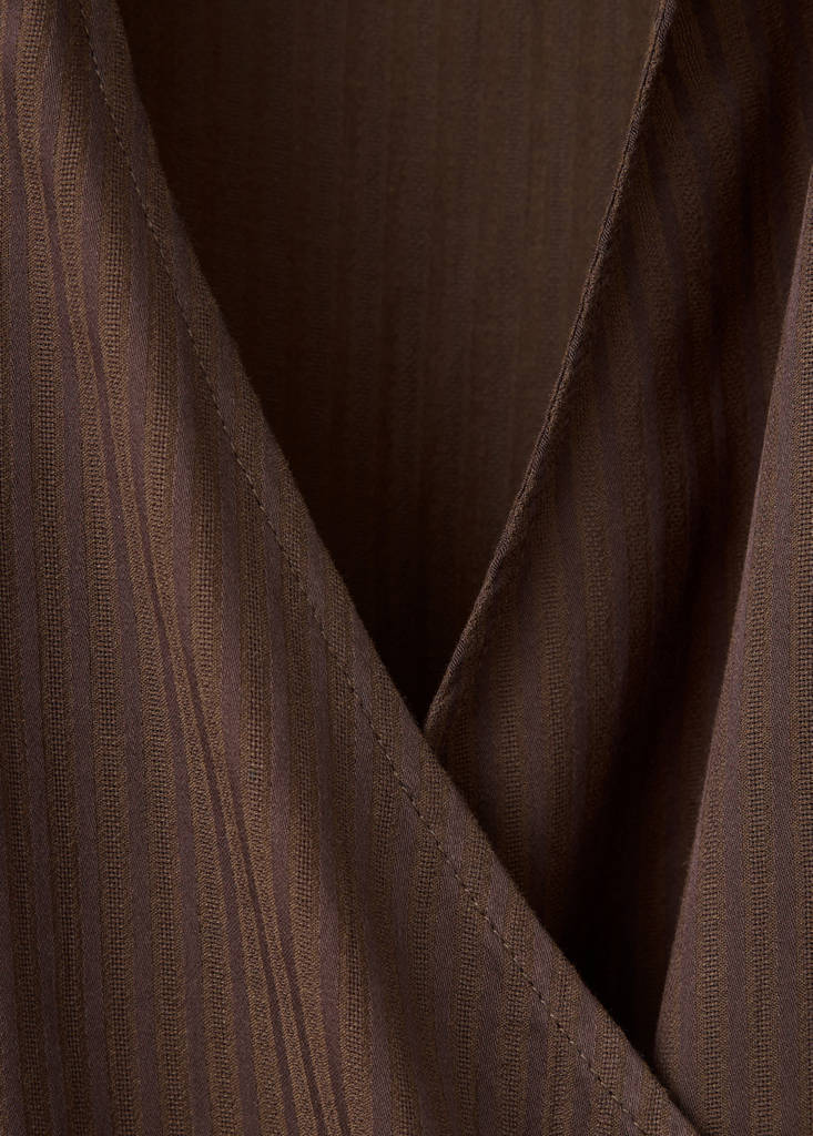 Striped wrap shirt — Brown