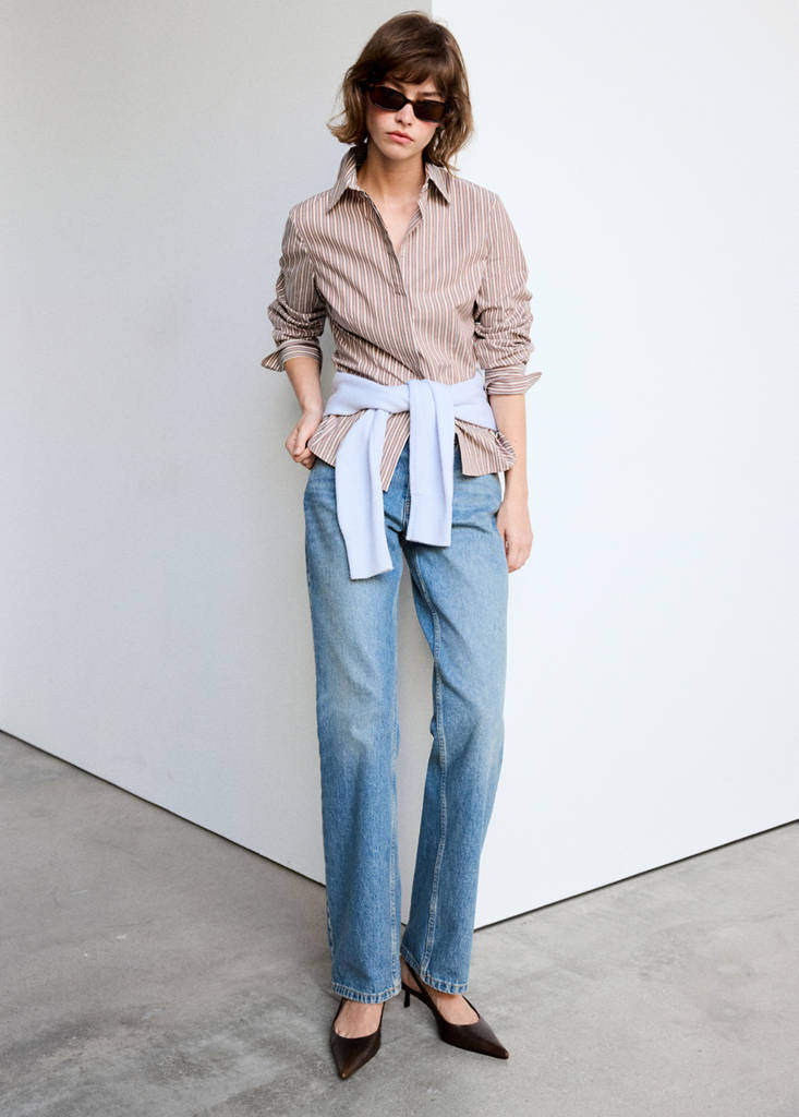 Fitted cotton shirt — Brown
