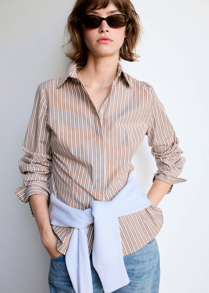 Fitted cotton shirt — Brown