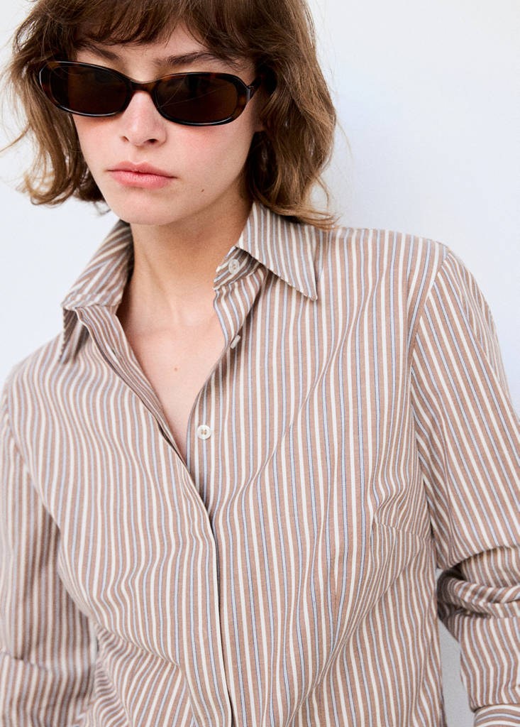 Fitted cotton shirt — Brown