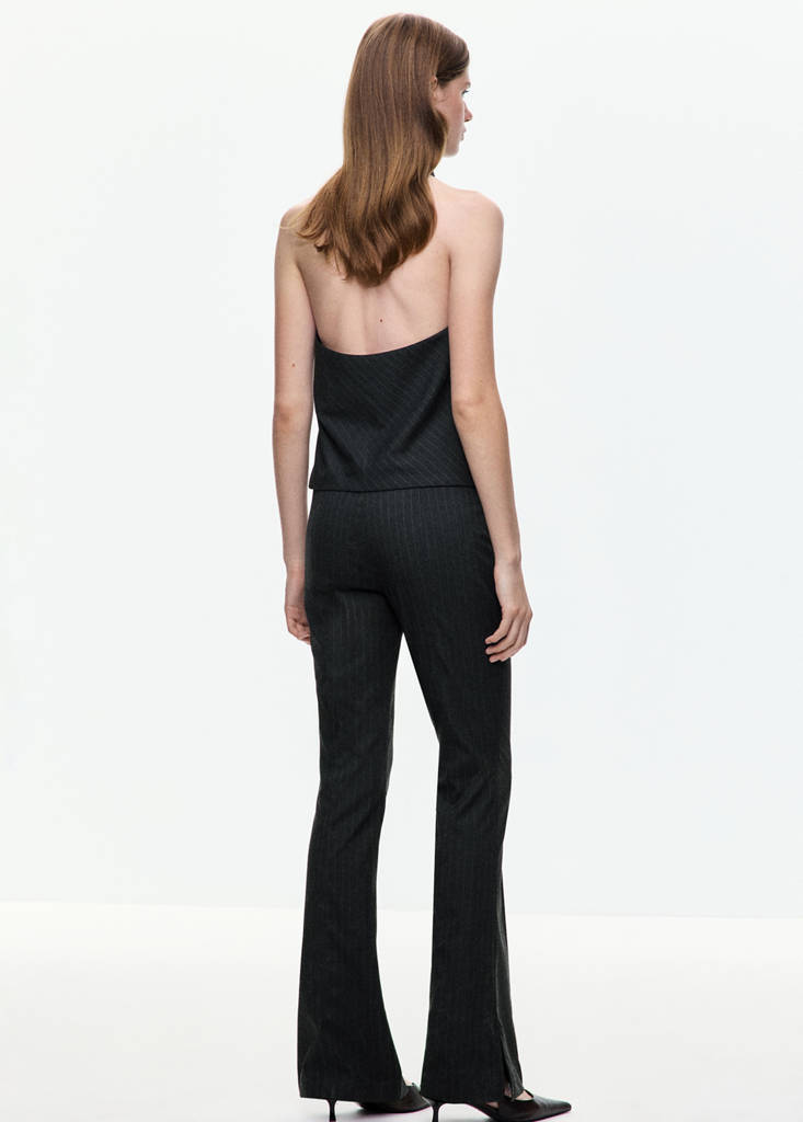 Pinstripe flared trousers — Grey