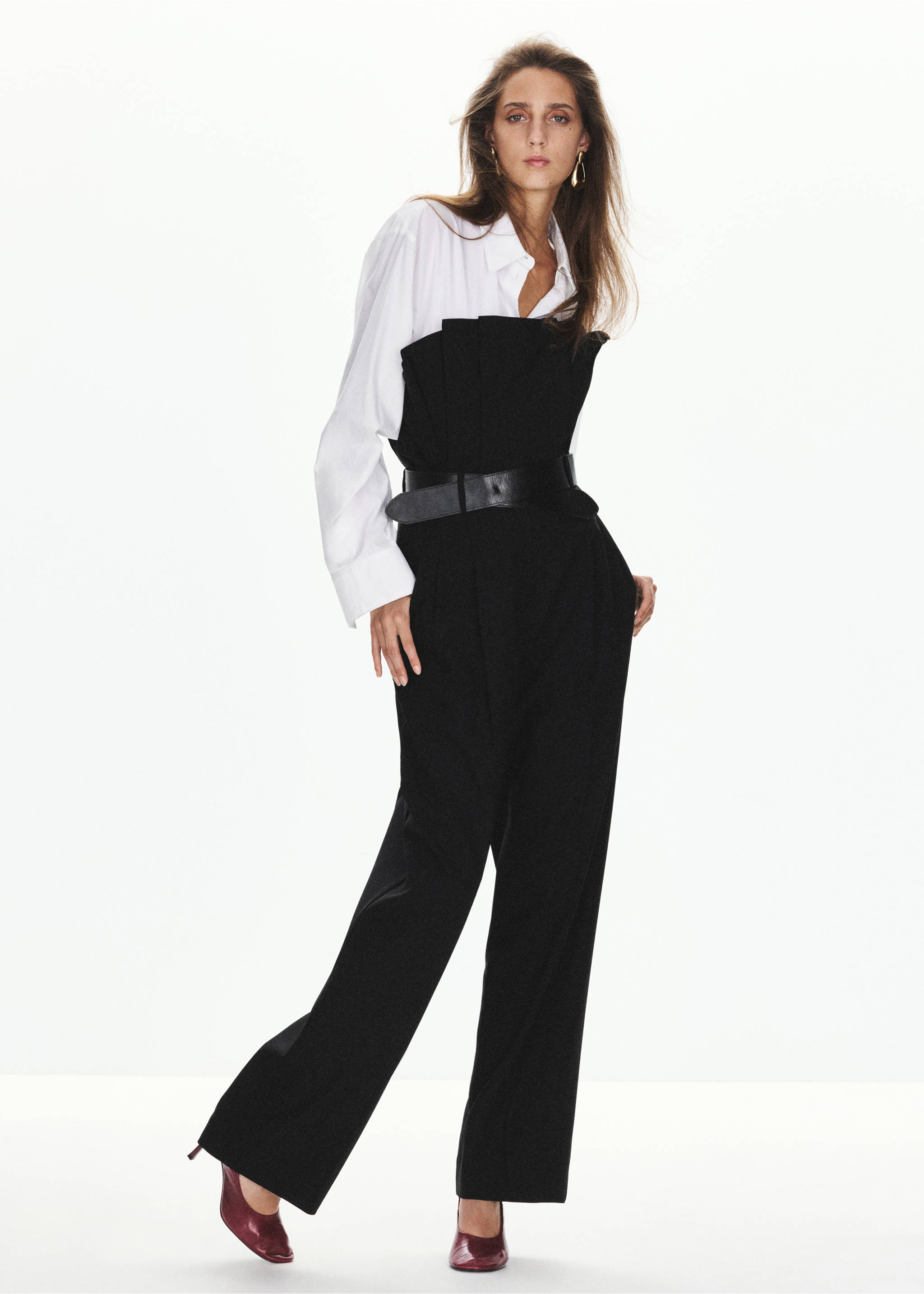 Bandeau jumpsuit with belt - General plane, Black. Ref: 37075993-00.