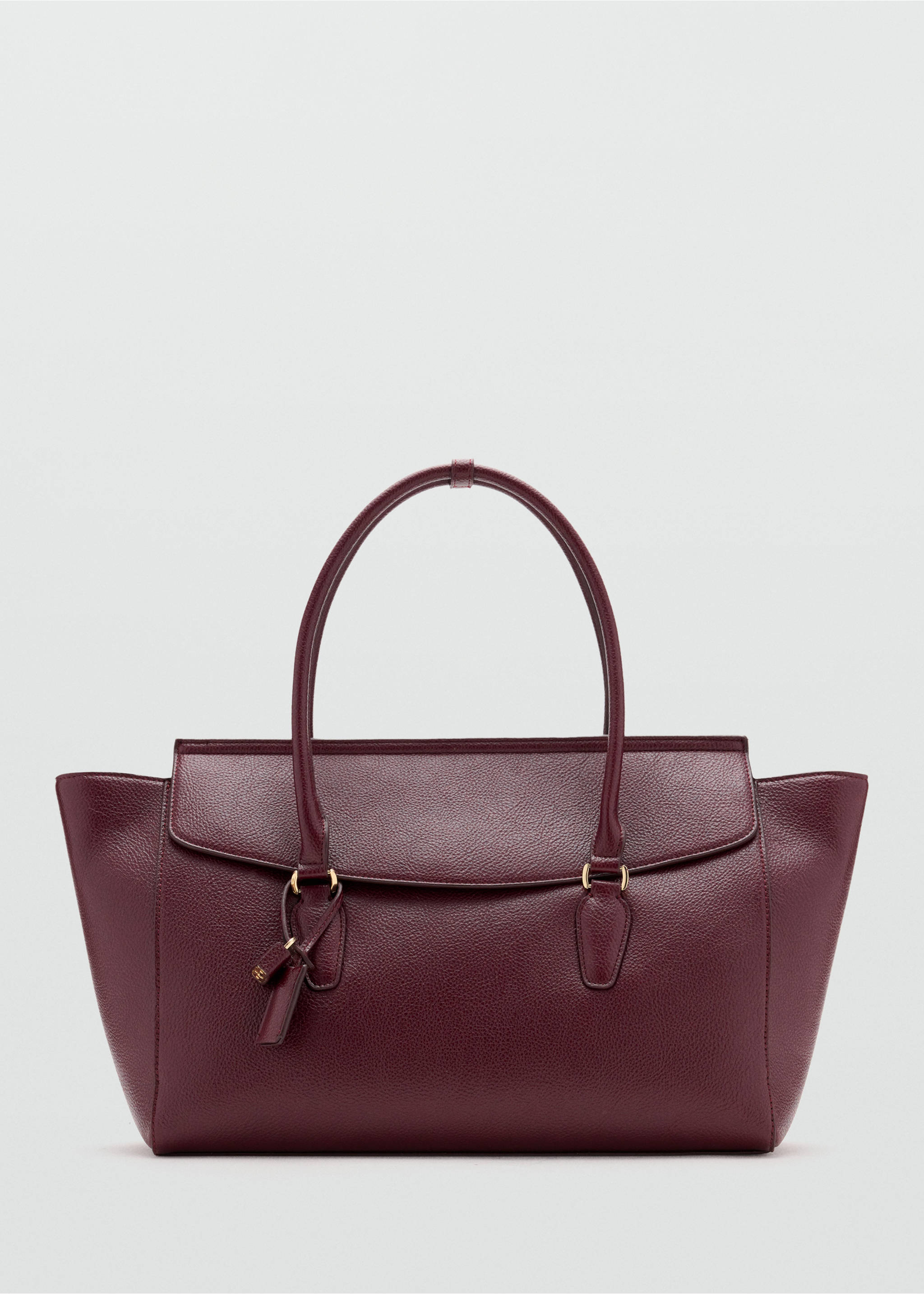 Leather-effect city bag with charm detail - Article without model, Burgundy. Ref: 37075997-00.