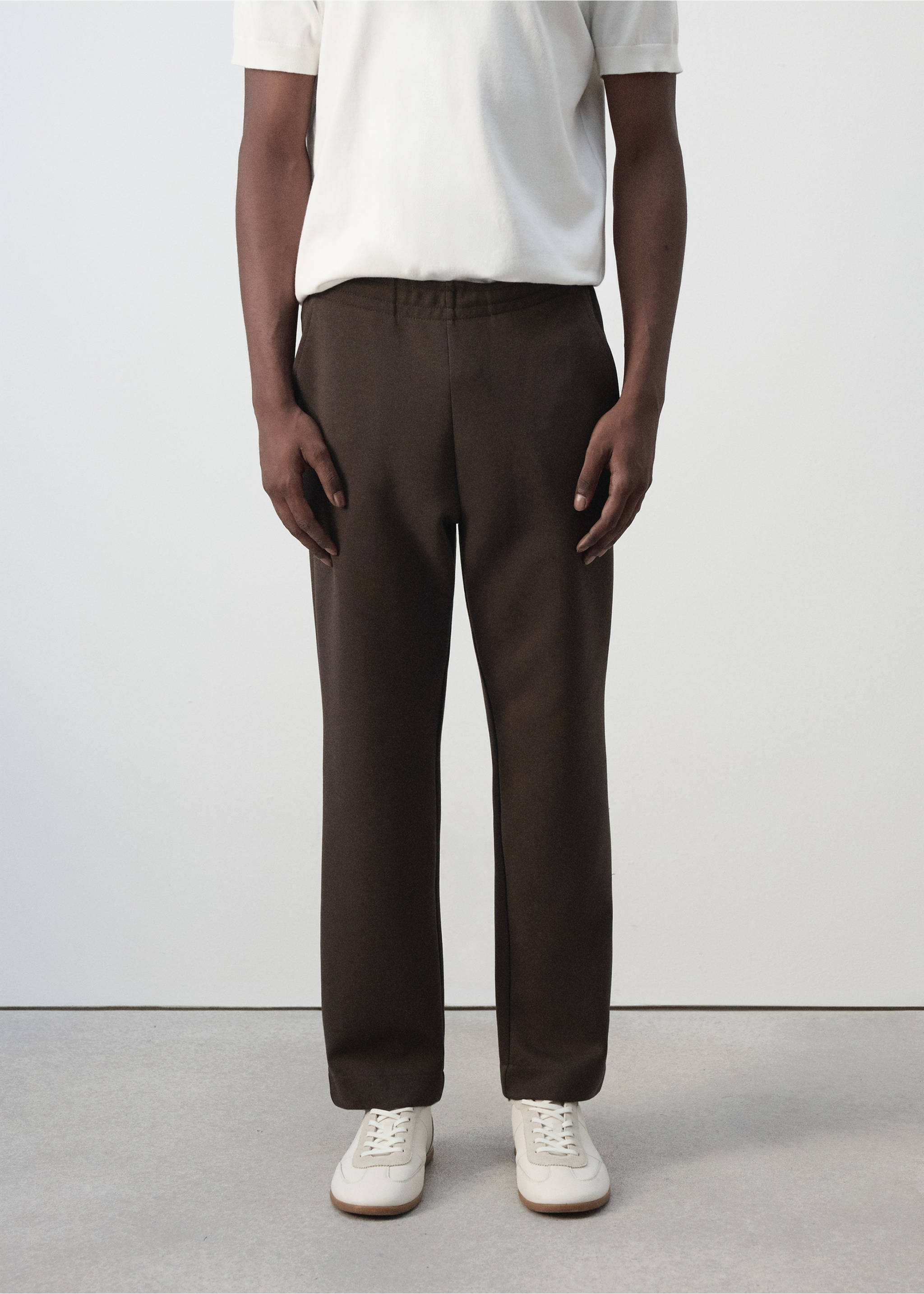 Cotton joggers with elastic waist - Medium plane, Brown. Ref: 37075998-00.