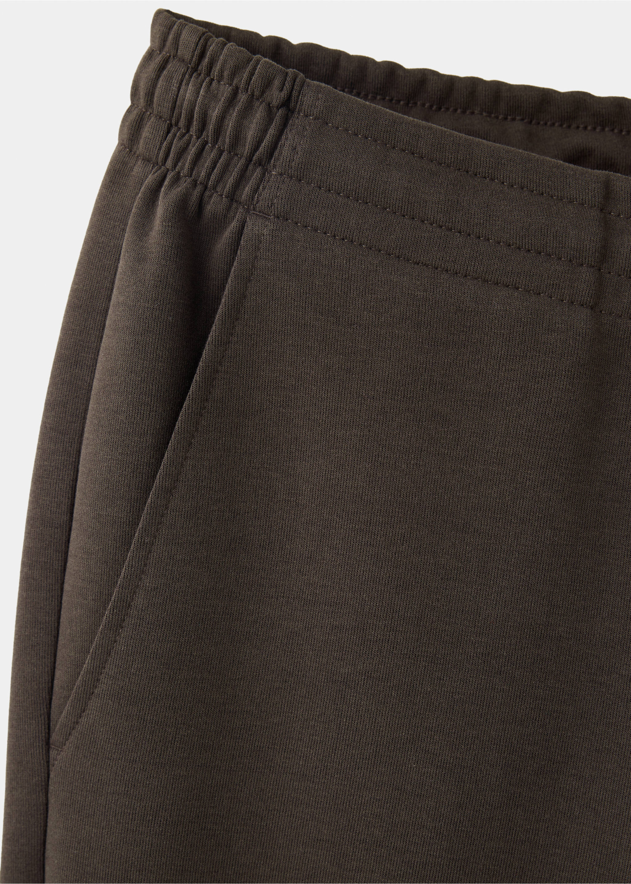 Cotton joggers with elastic waist - Details of the article 8, Brown. Ref: 37075998-00.