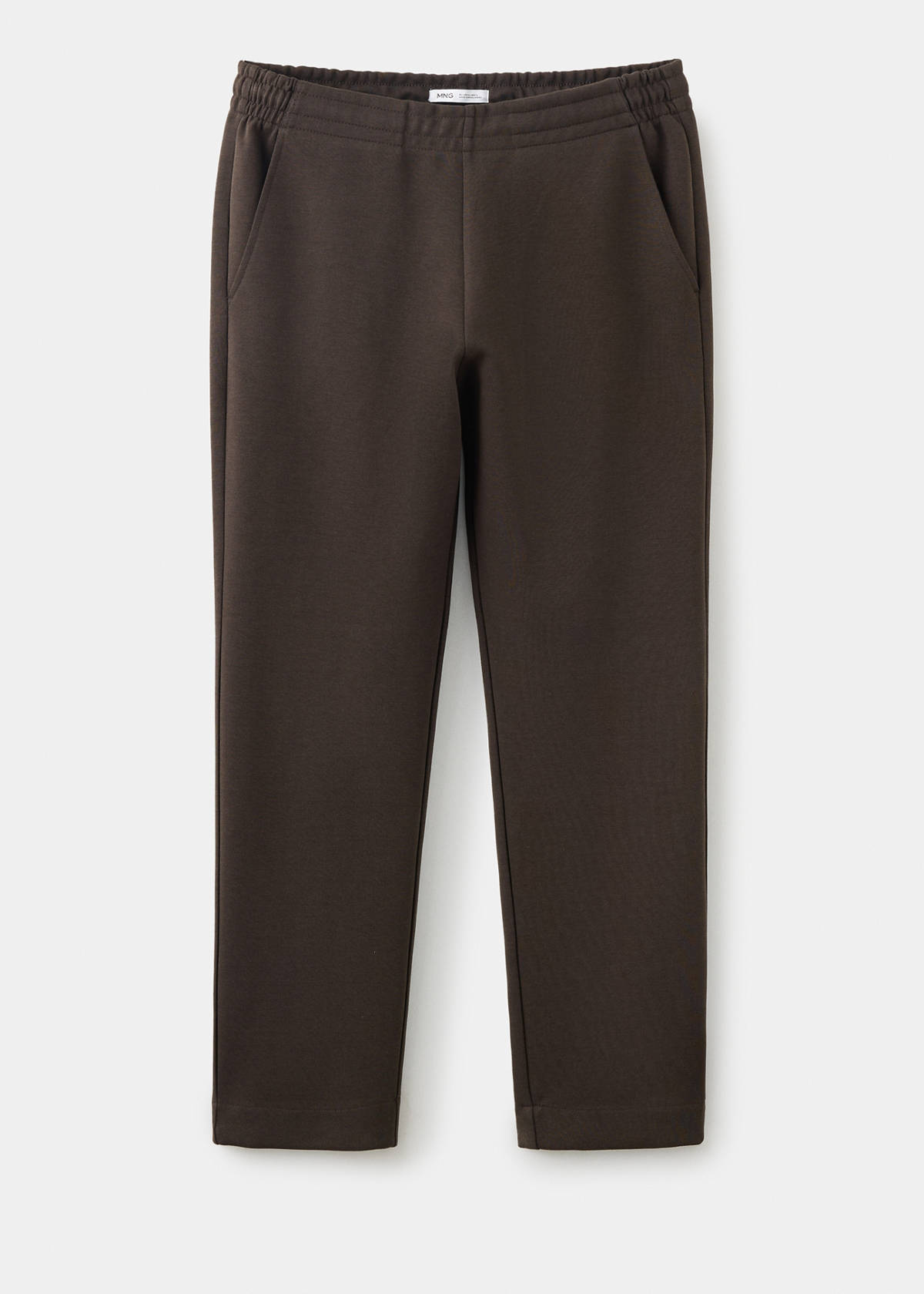 Cotton joggers with elastic waist — Brown