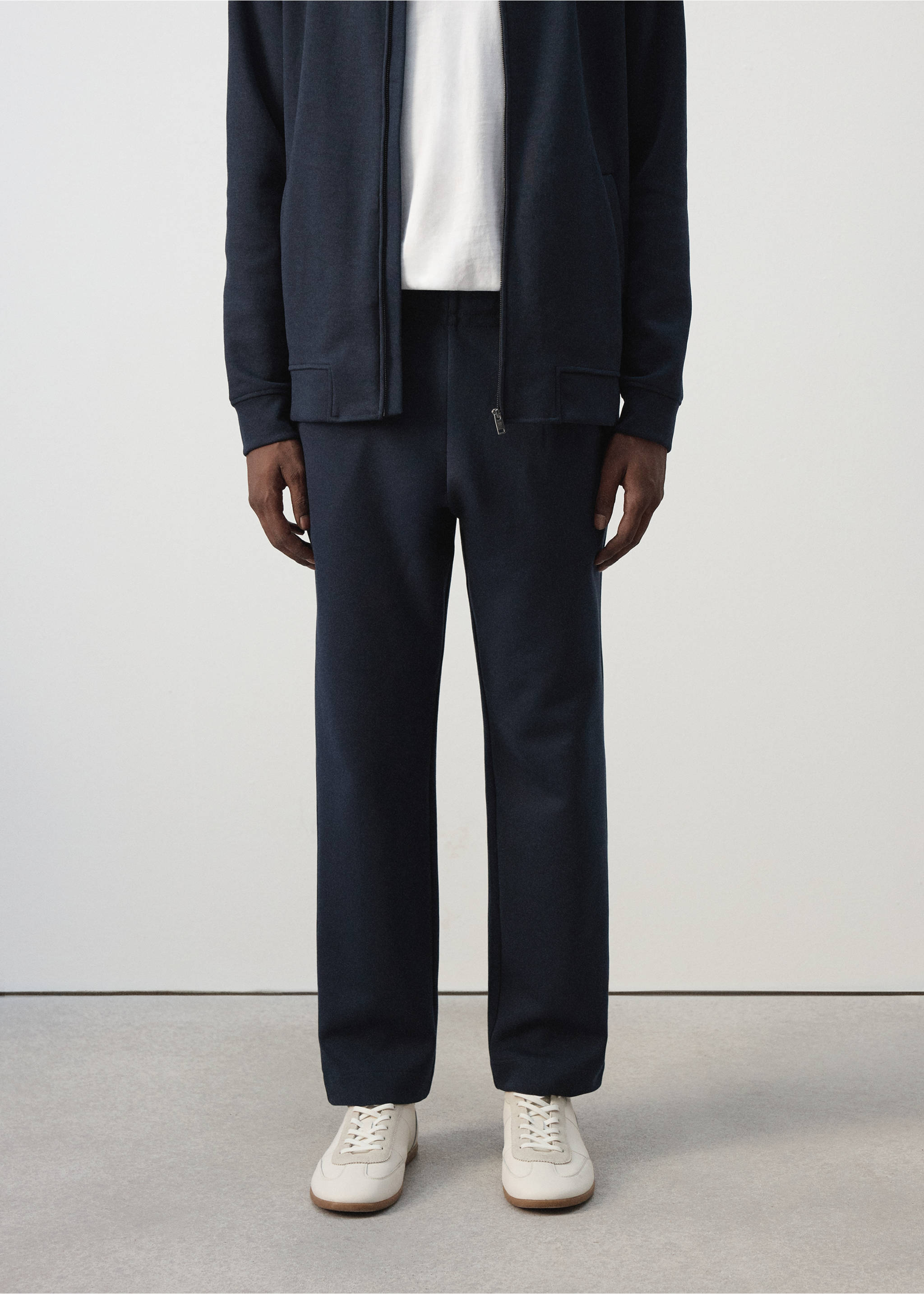 Cotton joggers with elastic waist - Medium plane, Night Blue. Ref: 37075998-00.