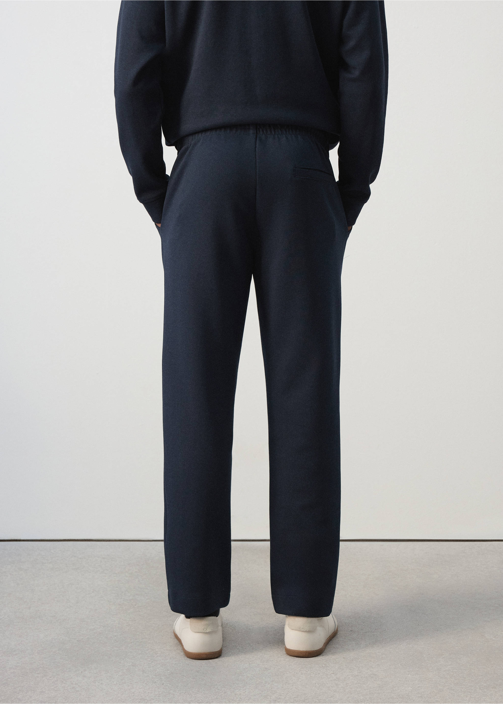 Cotton joggers with elastic waist - Reverse of the article, Night Blue. Ref: 37075998-00.