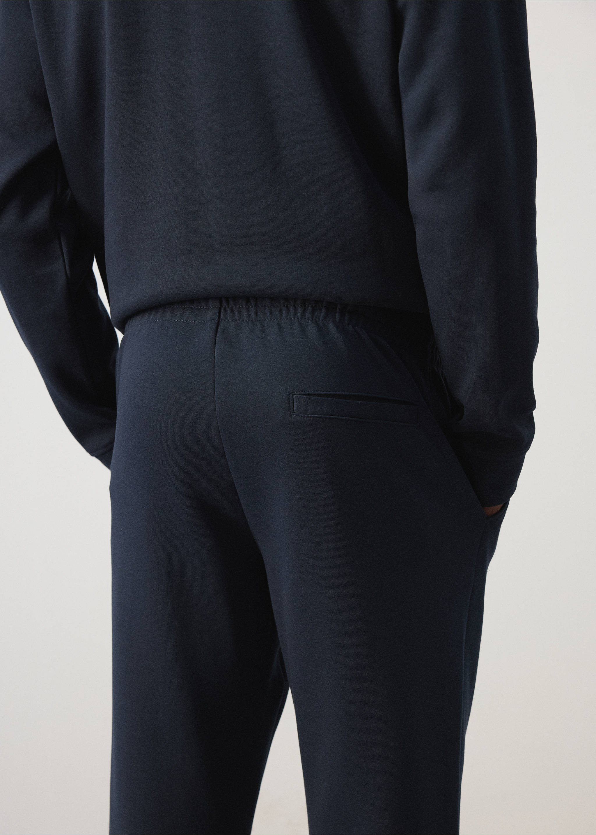 Cotton joggers with elastic waist - Details of the article 3, Night Blue. Ref: 37075998-00.