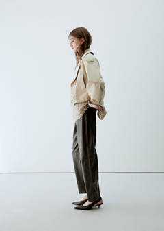 Balloon trousers in faux leather — Khaki 4