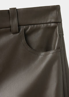 Balloon trousers in faux leather — Khaki 7
