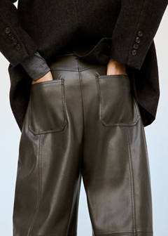Balloon trousers in faux leather — Khaki 13