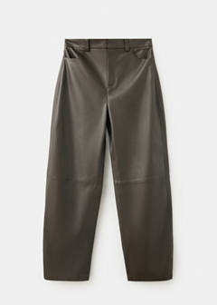 Balloon trousers in faux leather — Khaki 6