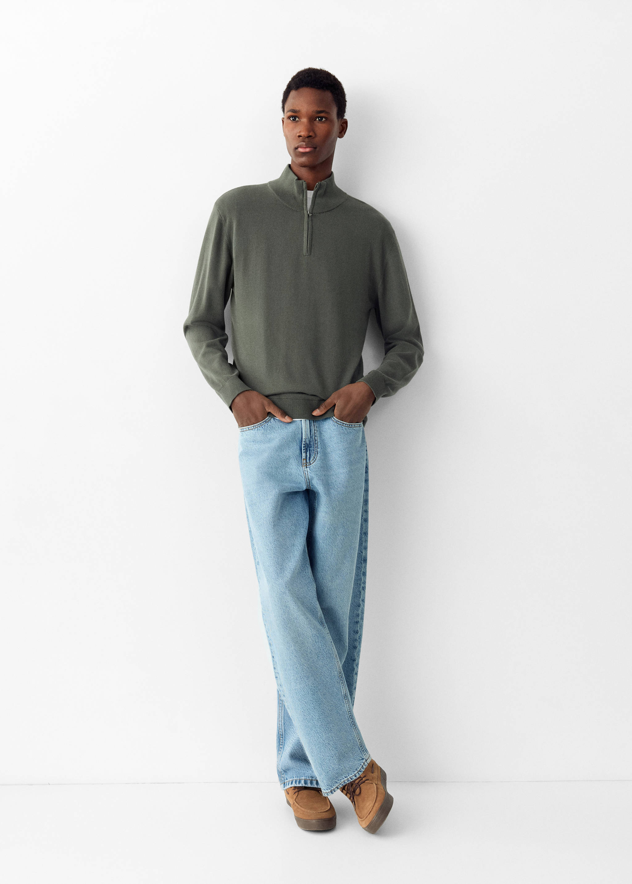 High neck sweater with zip - General plane