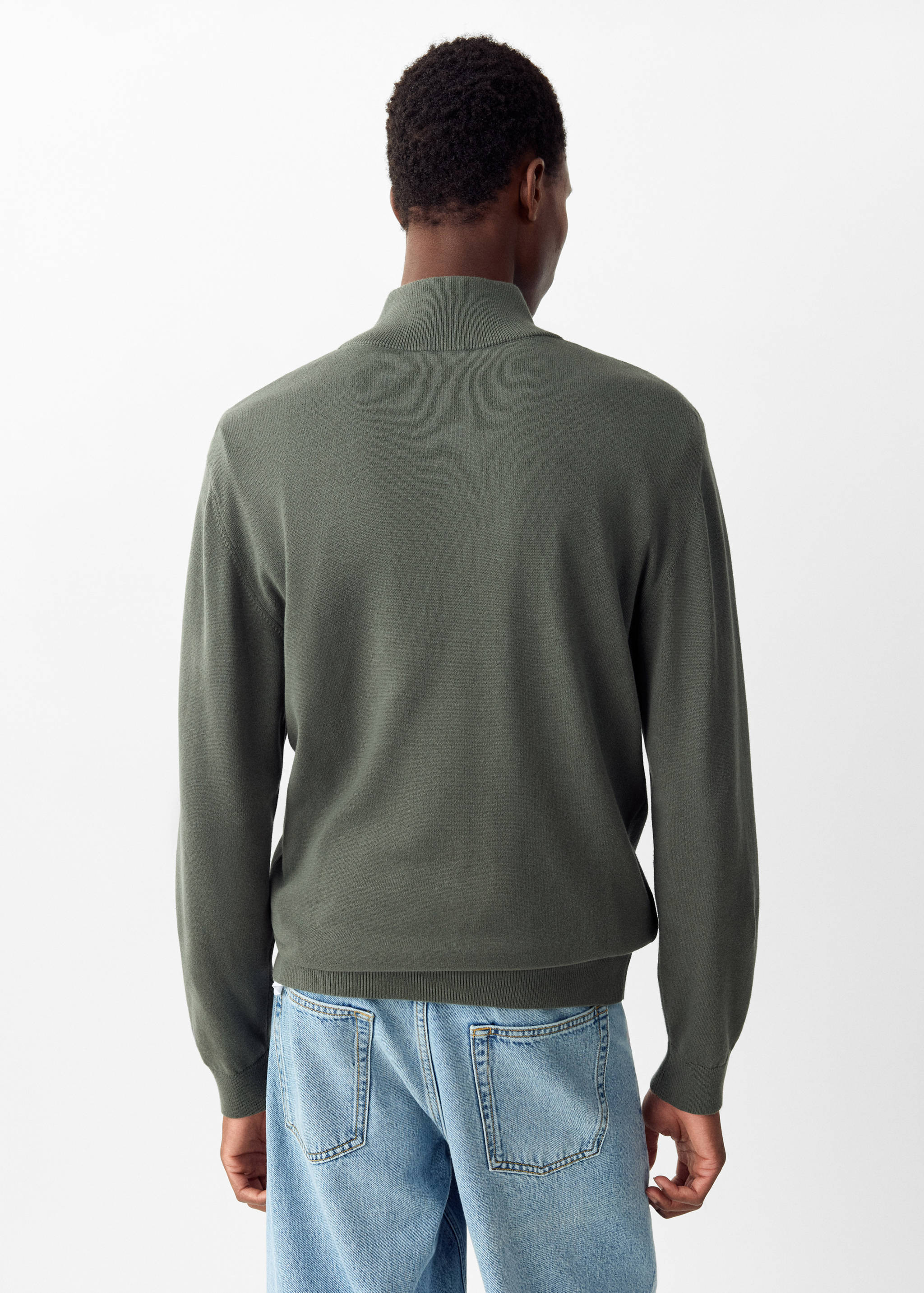 High neck sweater with zip - Reverse of the article