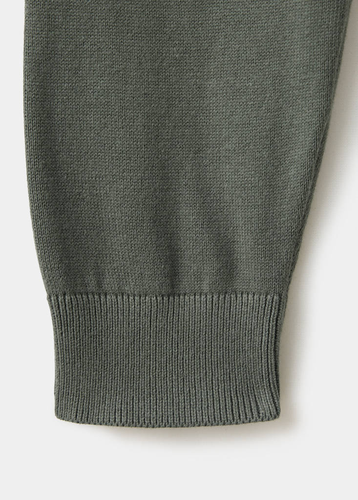 Perkins-neck sweater with zip — Forest Green