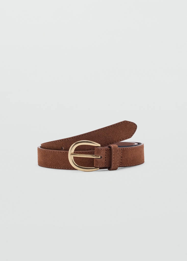 Suede leather belt — Brown