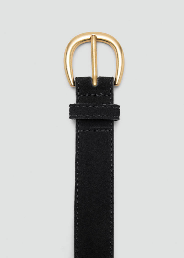 Suede leather belt — Black