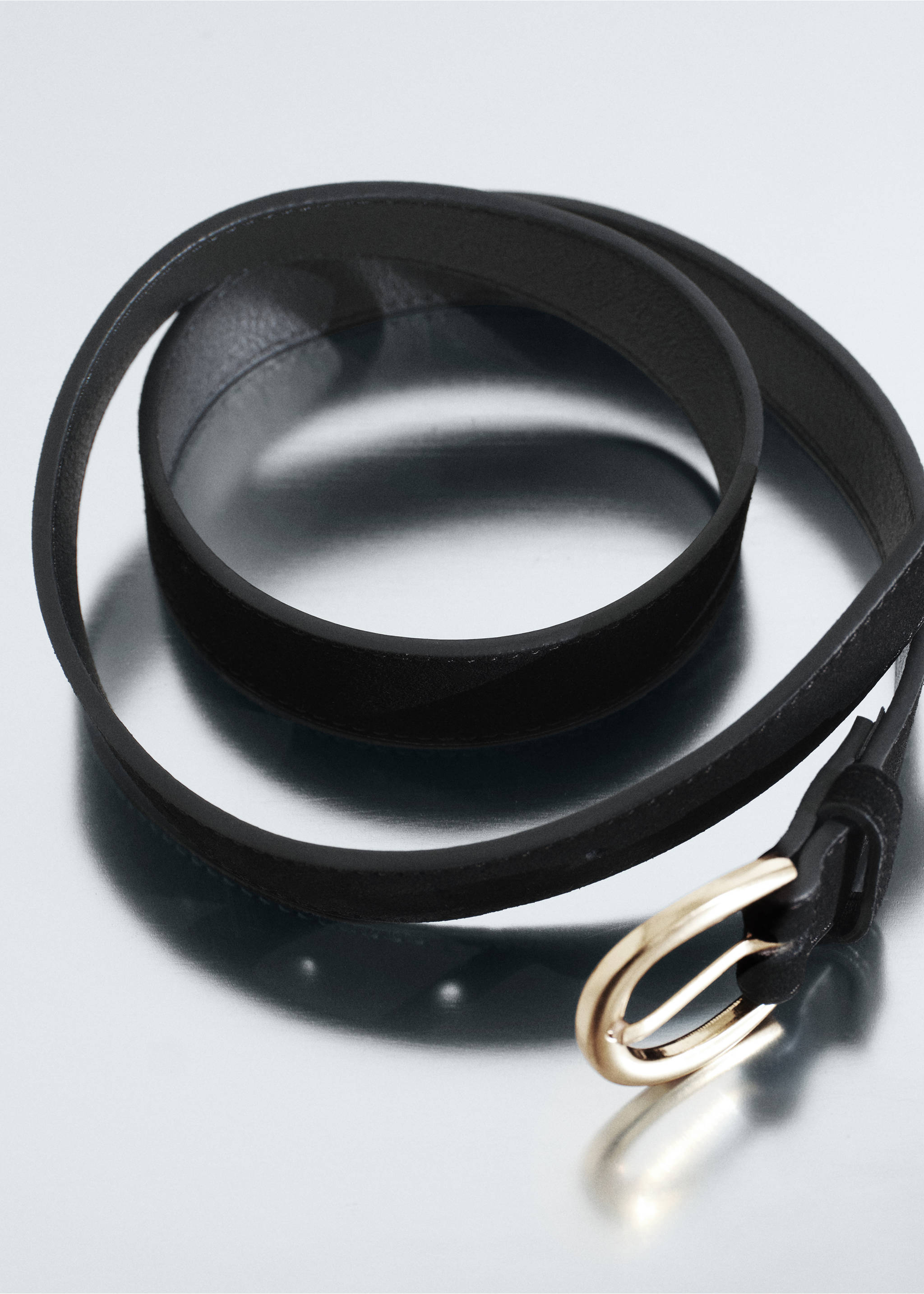 Suede leather belt - Details of the article 5, Black. Ref: 37076002-00.