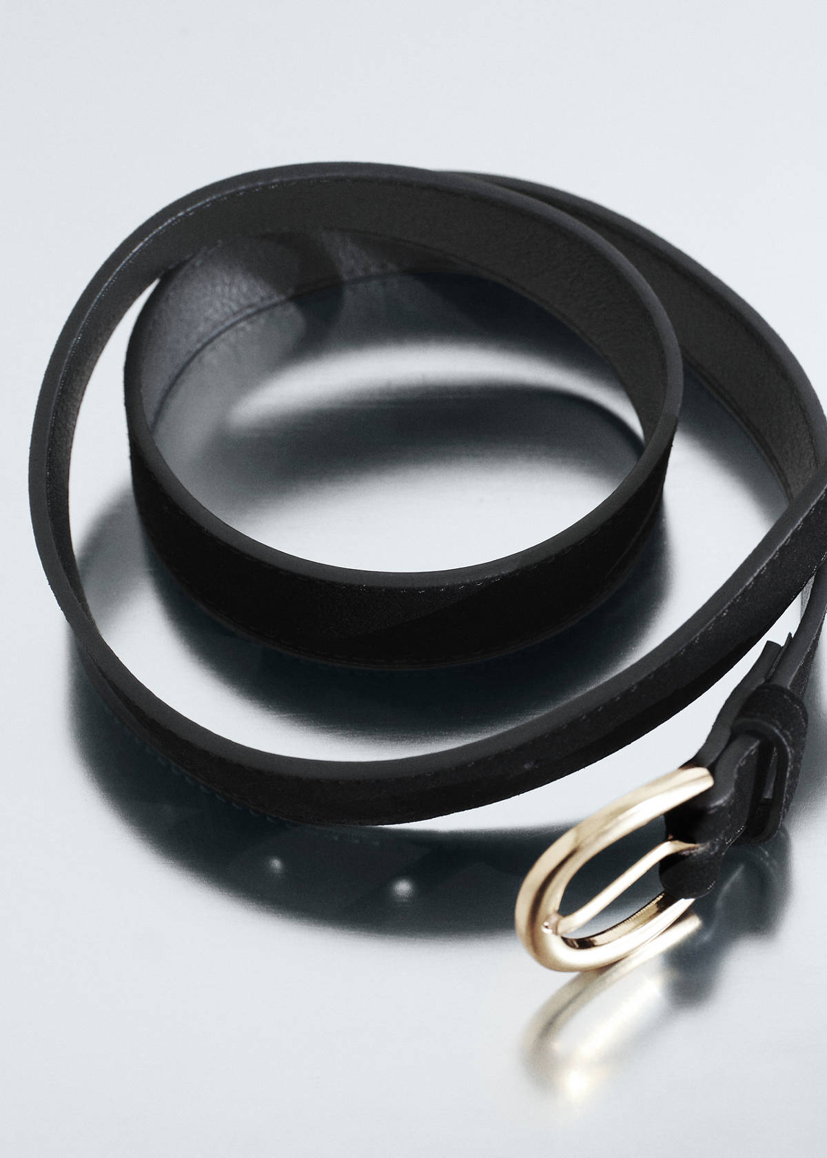 Suede leather belt — Black
