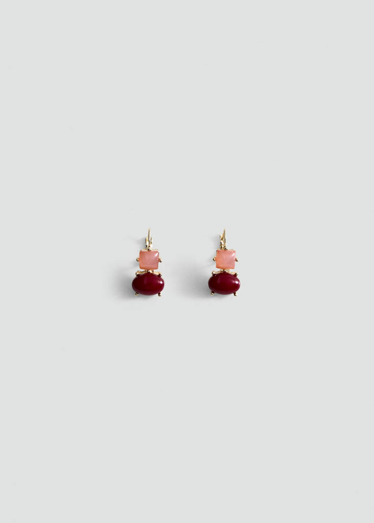 Stone pendant earrings — Gold