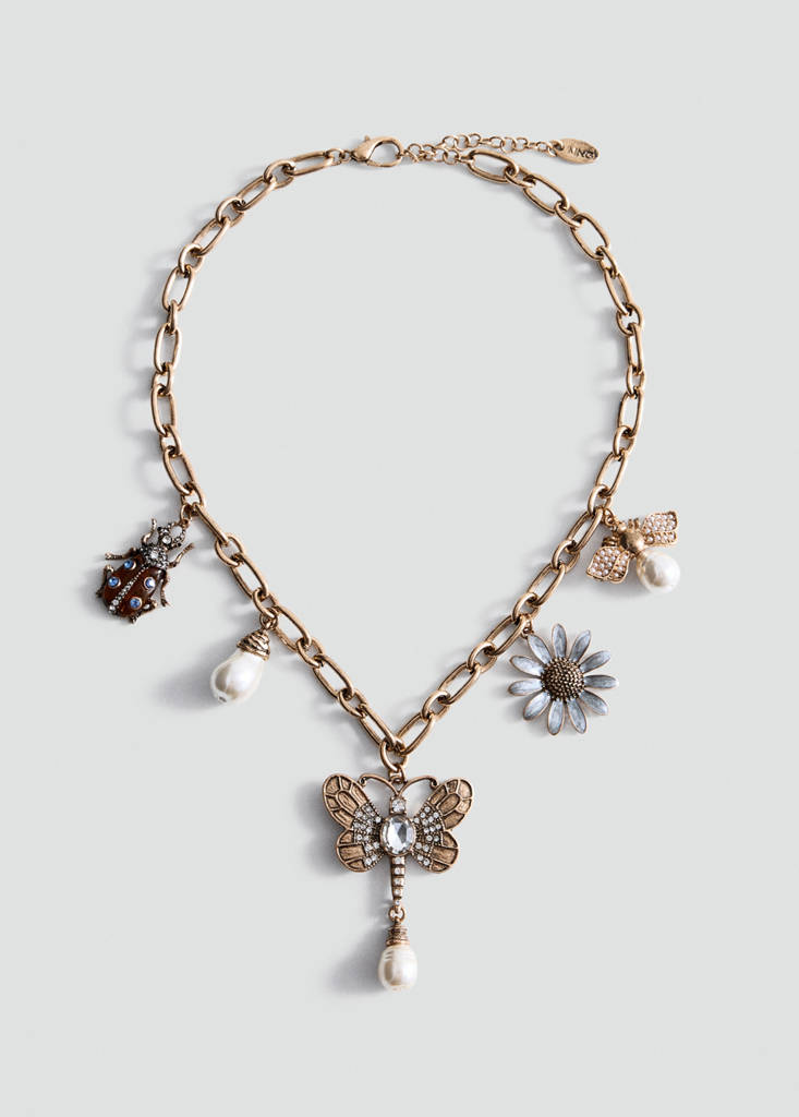 Mixed bead necklace — Gold