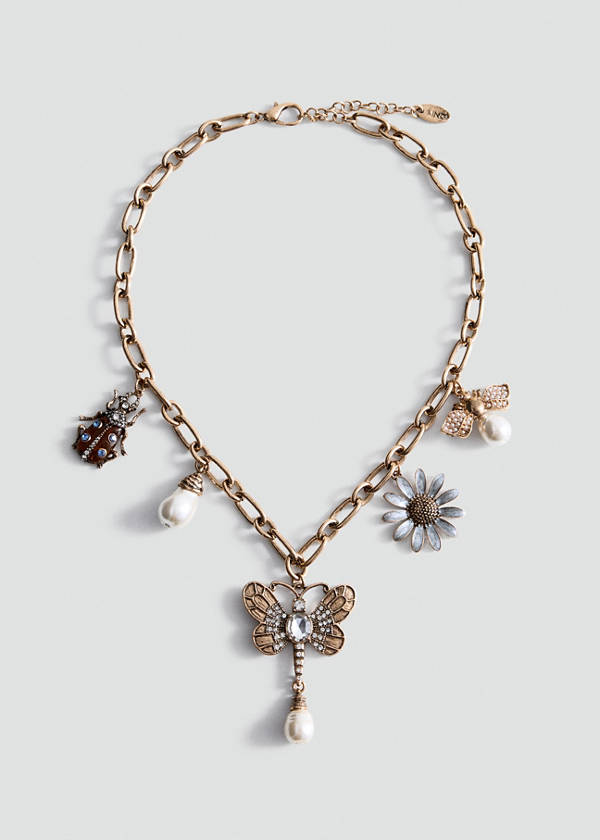 Mixed bead necklace — Gold