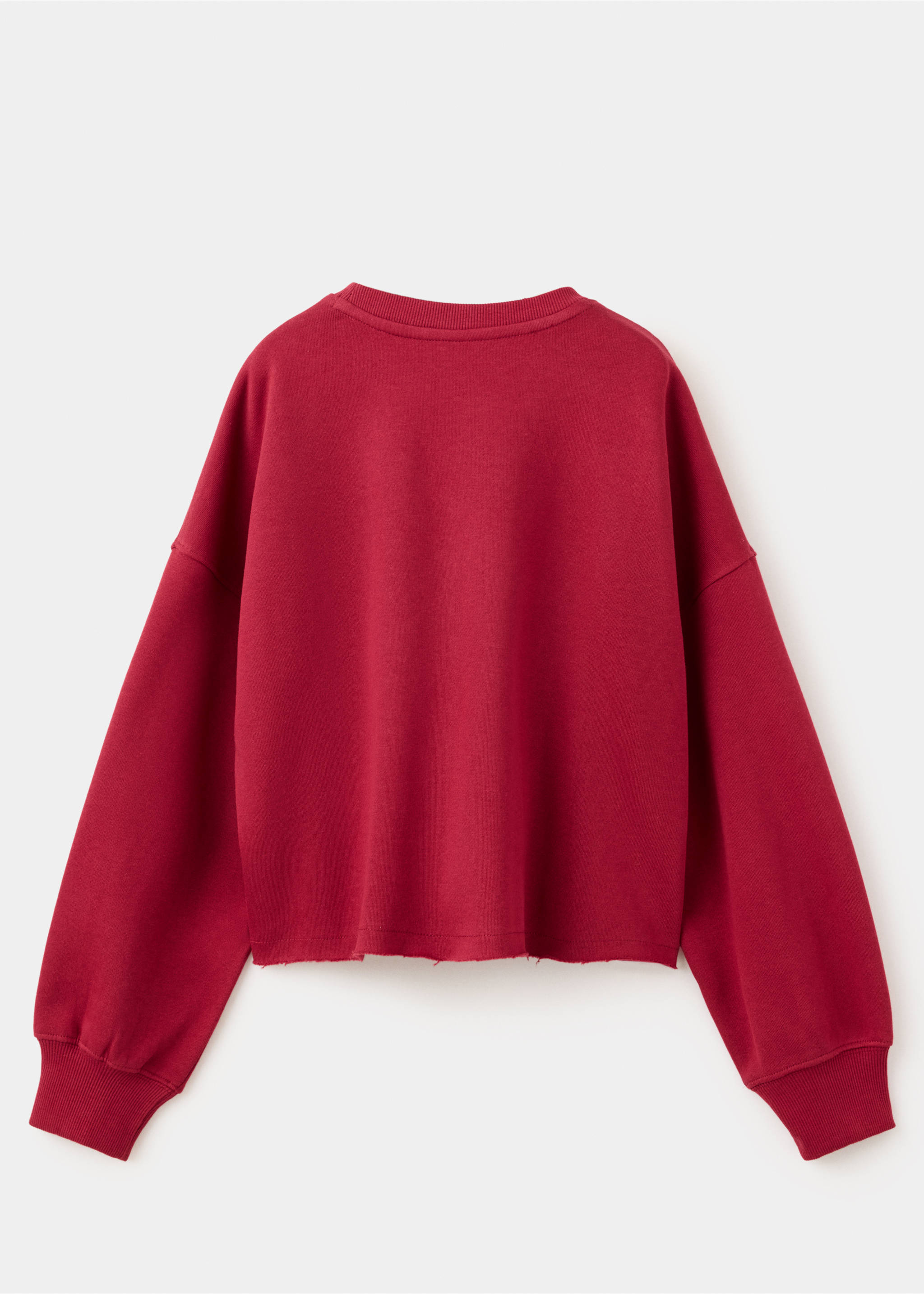 Oversized sweatshirt with embossed text - Reverse of the article, Maroon. Ref: 37076008-00.