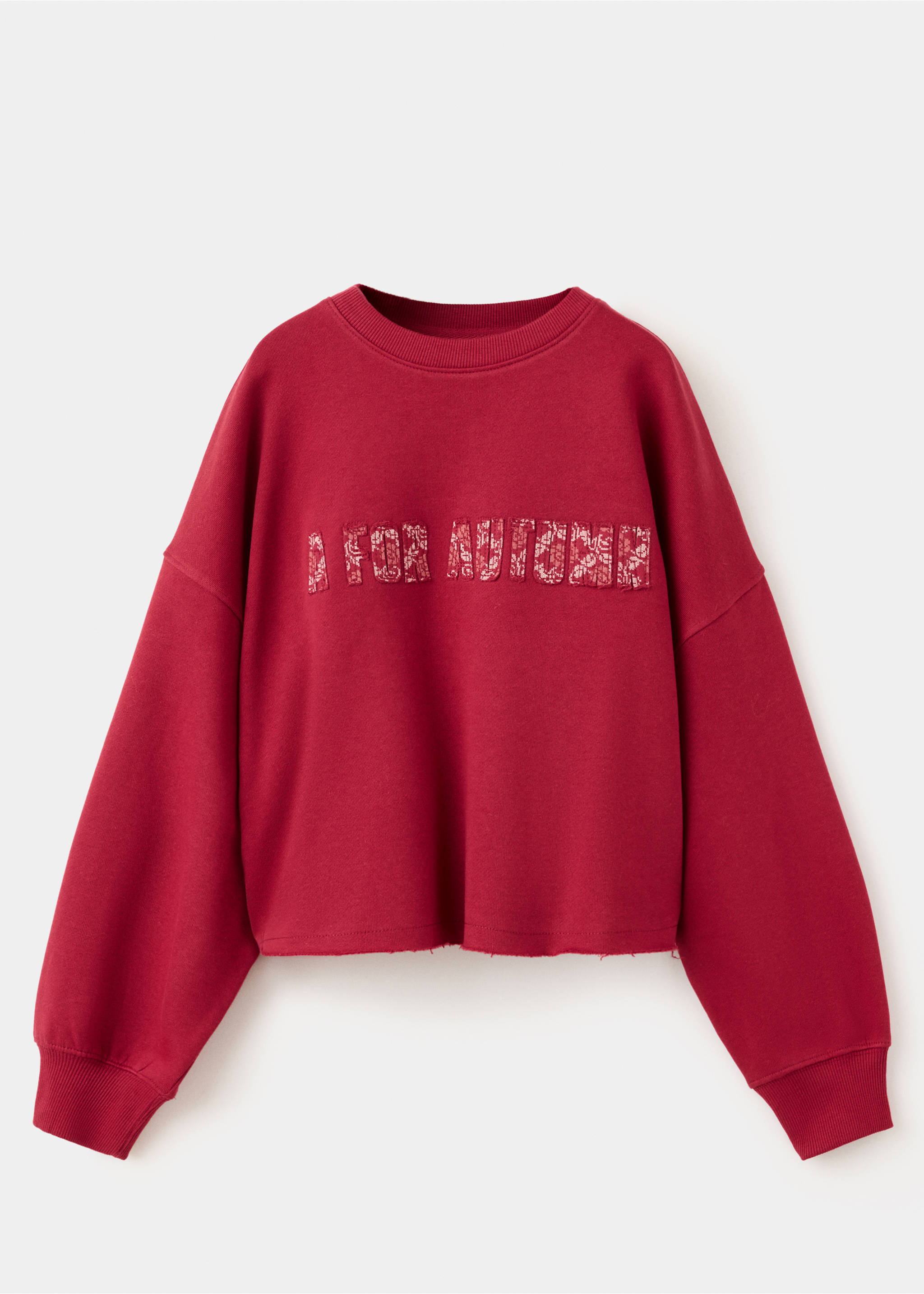 Oversized sweatshirt with embossed text - Article without model, Maroon. Ref: 37076008-00.