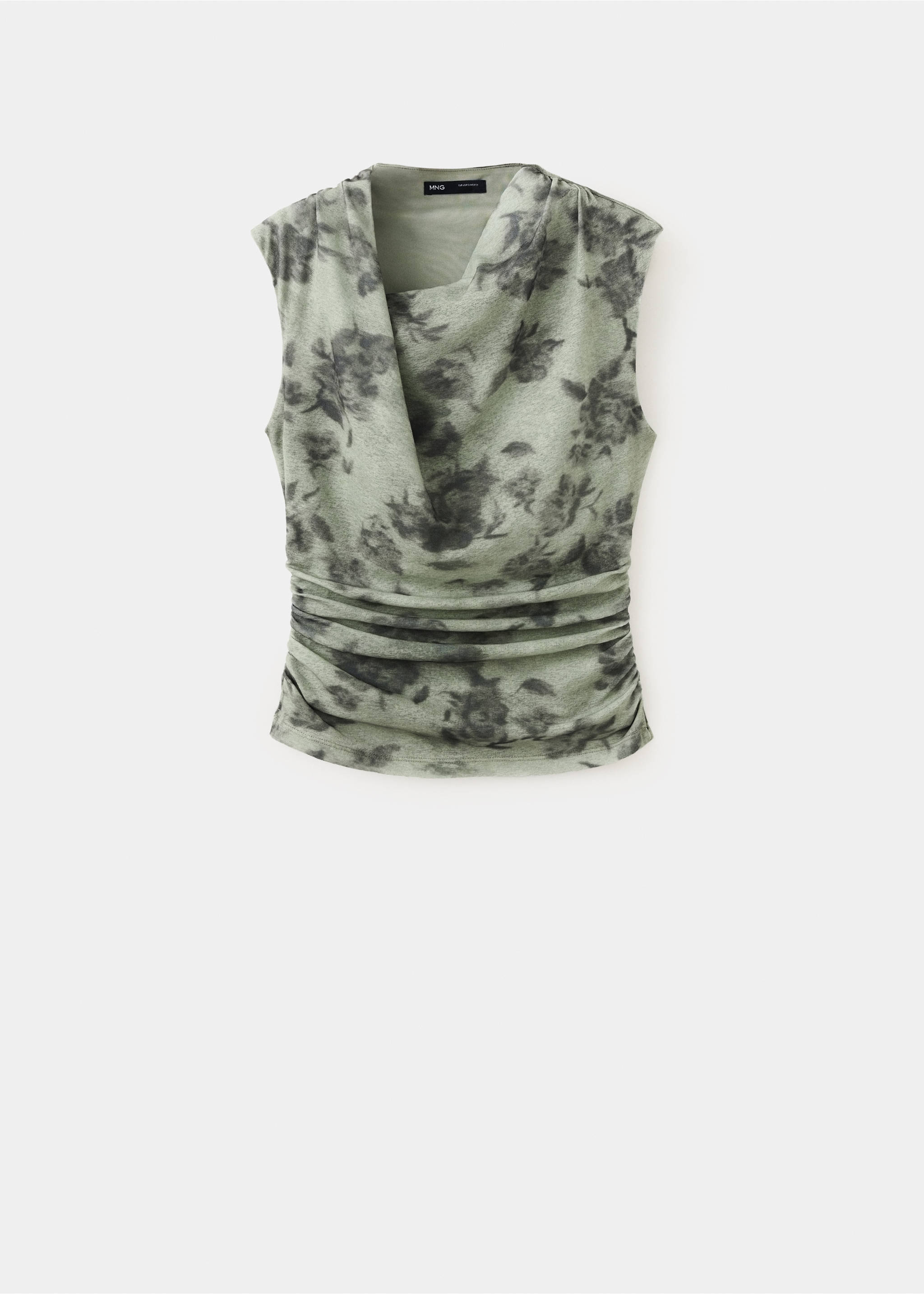 Top drapeado estampado - Artigo sem modelo, Verde. Ref: 37076011-00.