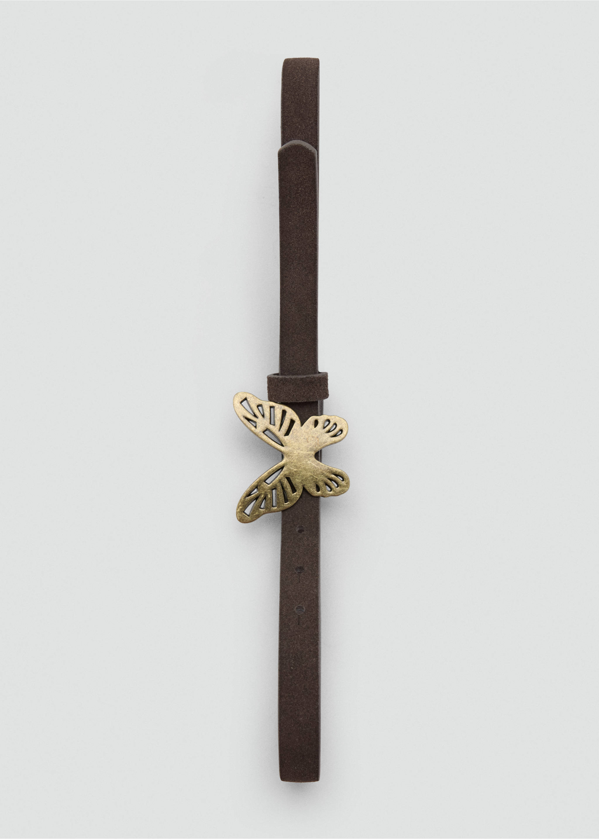 belt with butterfly buckle - Details of the article 1, Brown. Ref: 37076012-00.