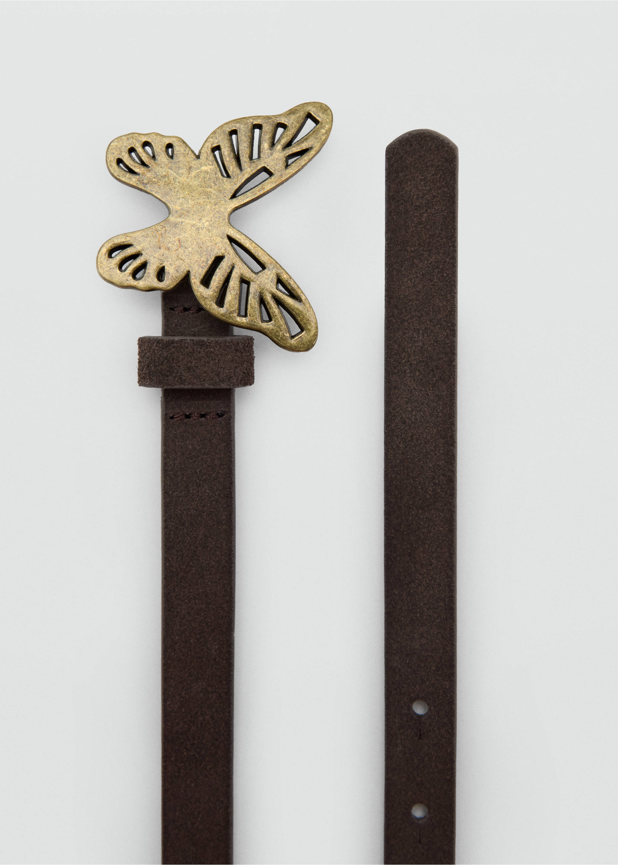 belt with butterfly buckle - Details of the article 2, Brown. Ref: 37076012-00.