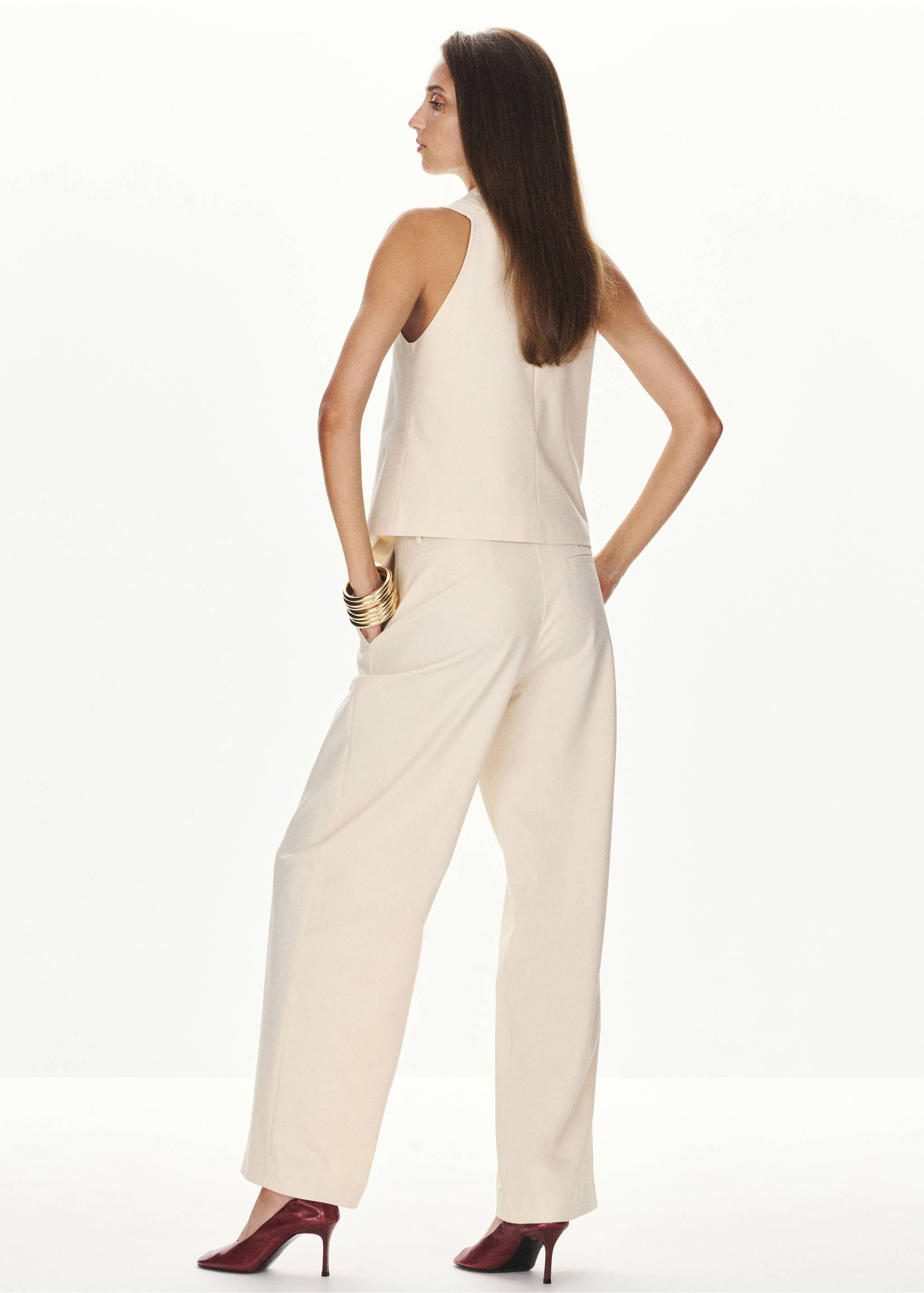 Wrap-over top with opening - Reverse of the article, Ecru. Ref: 37076013-00.
