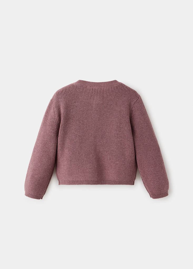 Long sleeves knit cardigan — Burgundy