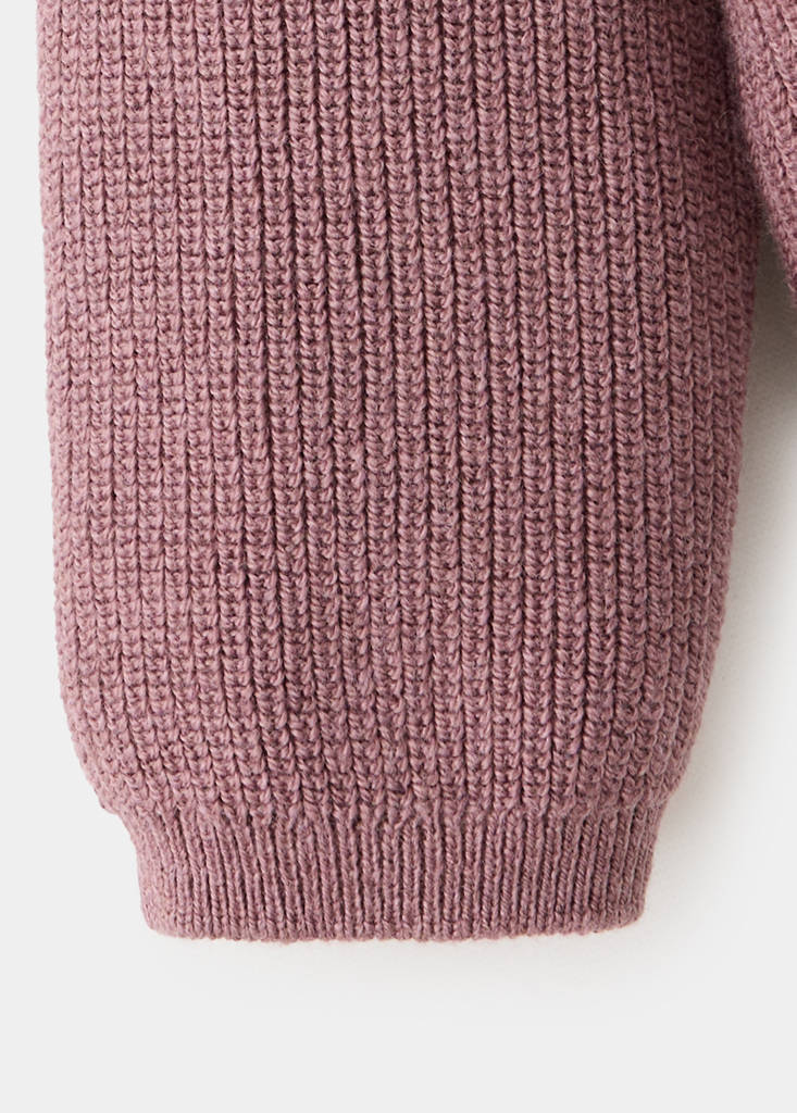 Long sleeves knit cardigan — Burgundy