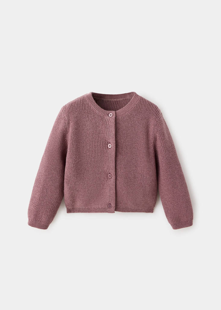 Long sleeves knit cardigan — Burgundy