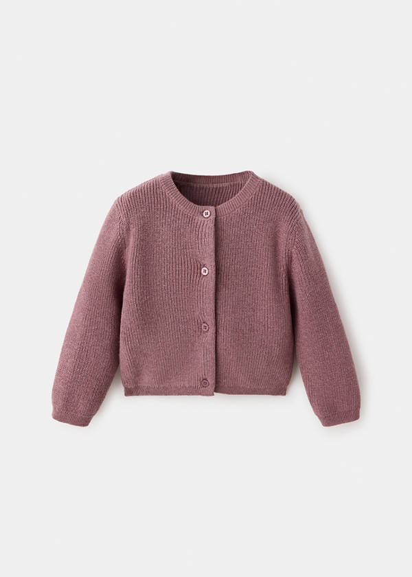 Long sleeves knit cardigan — Burgundy