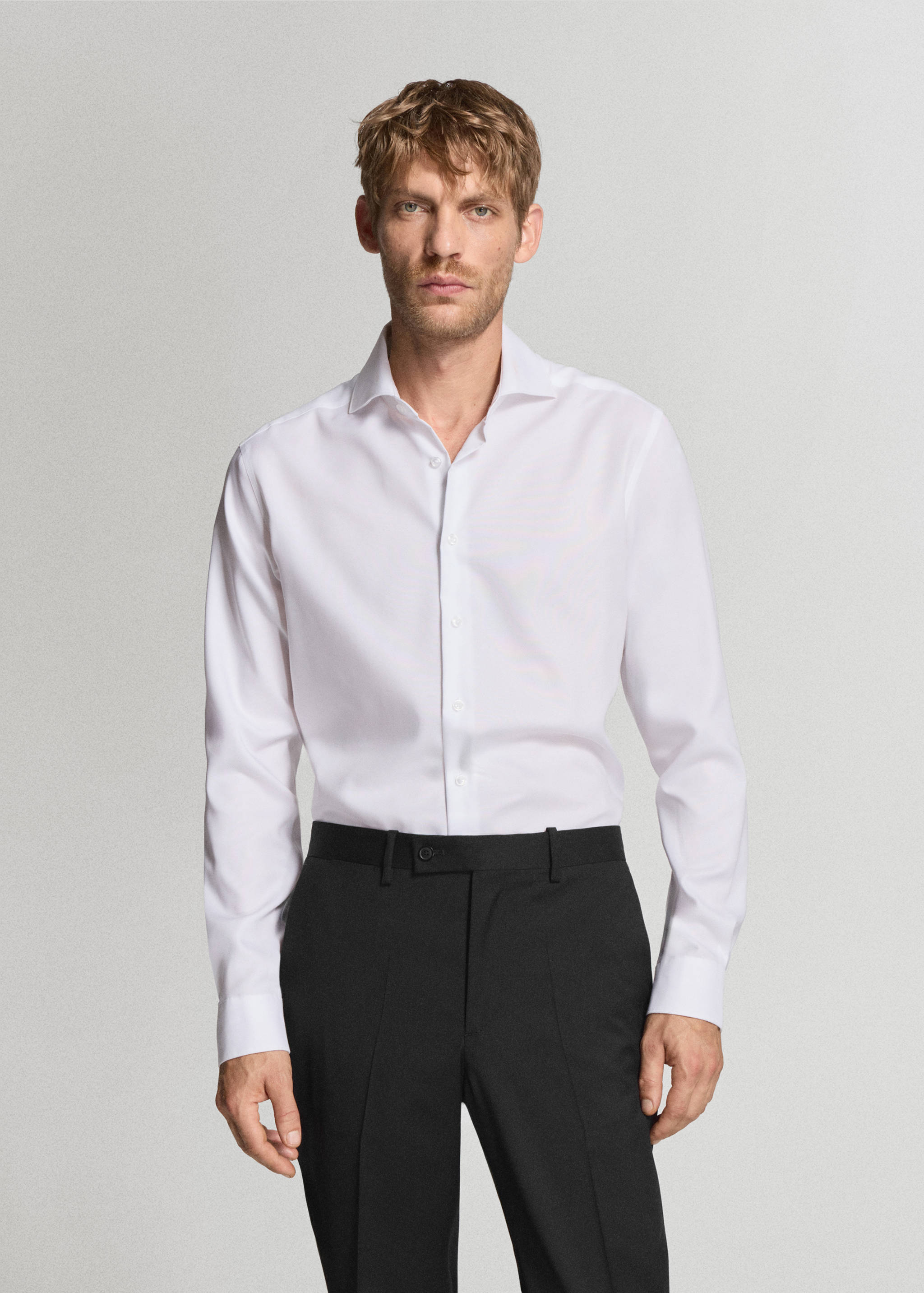 Slim fit cotton suit shirt - Medium plane