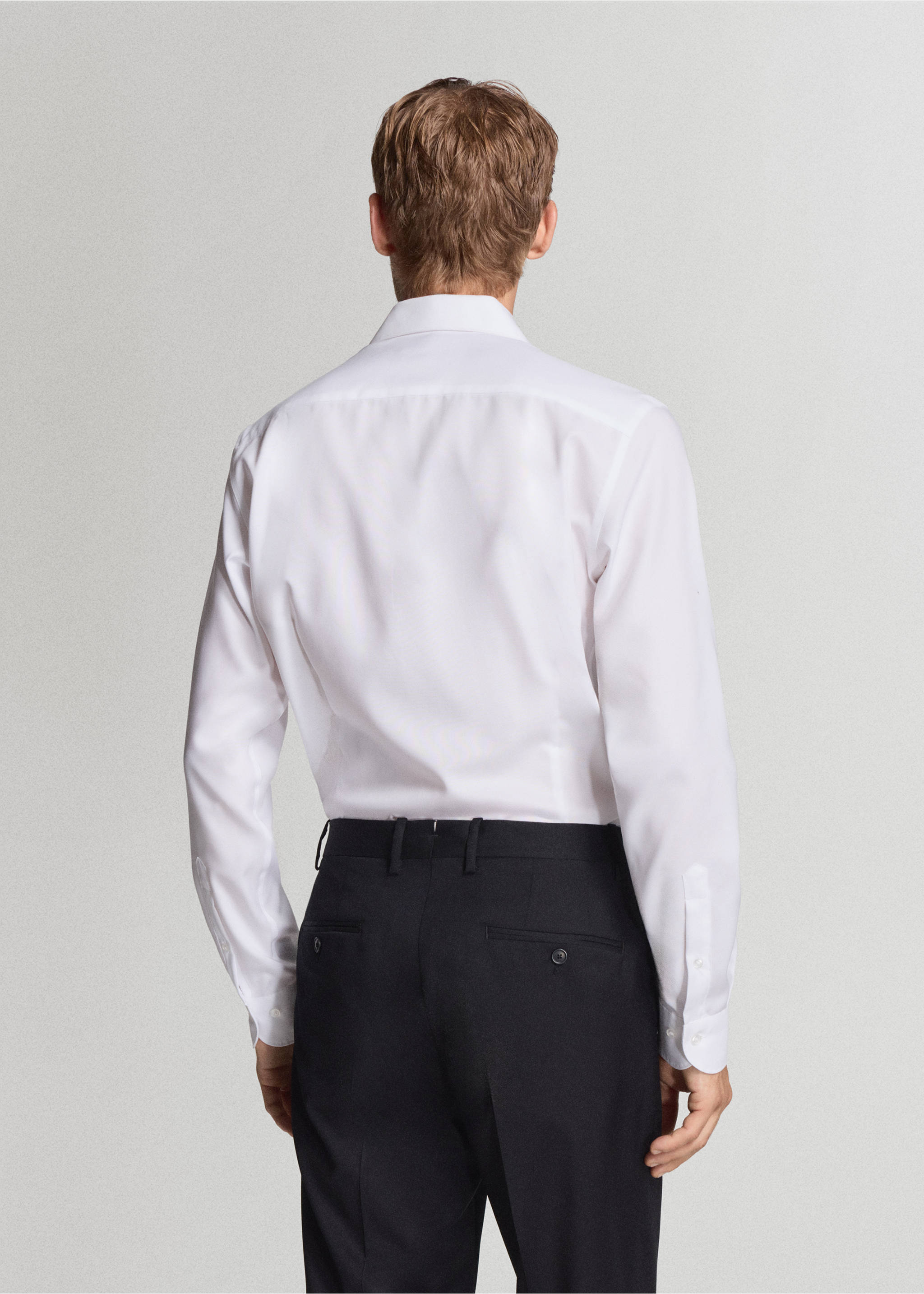 Slim fit cotton suit shirt - Reverse of the article, White. Ref: 37076322-00.