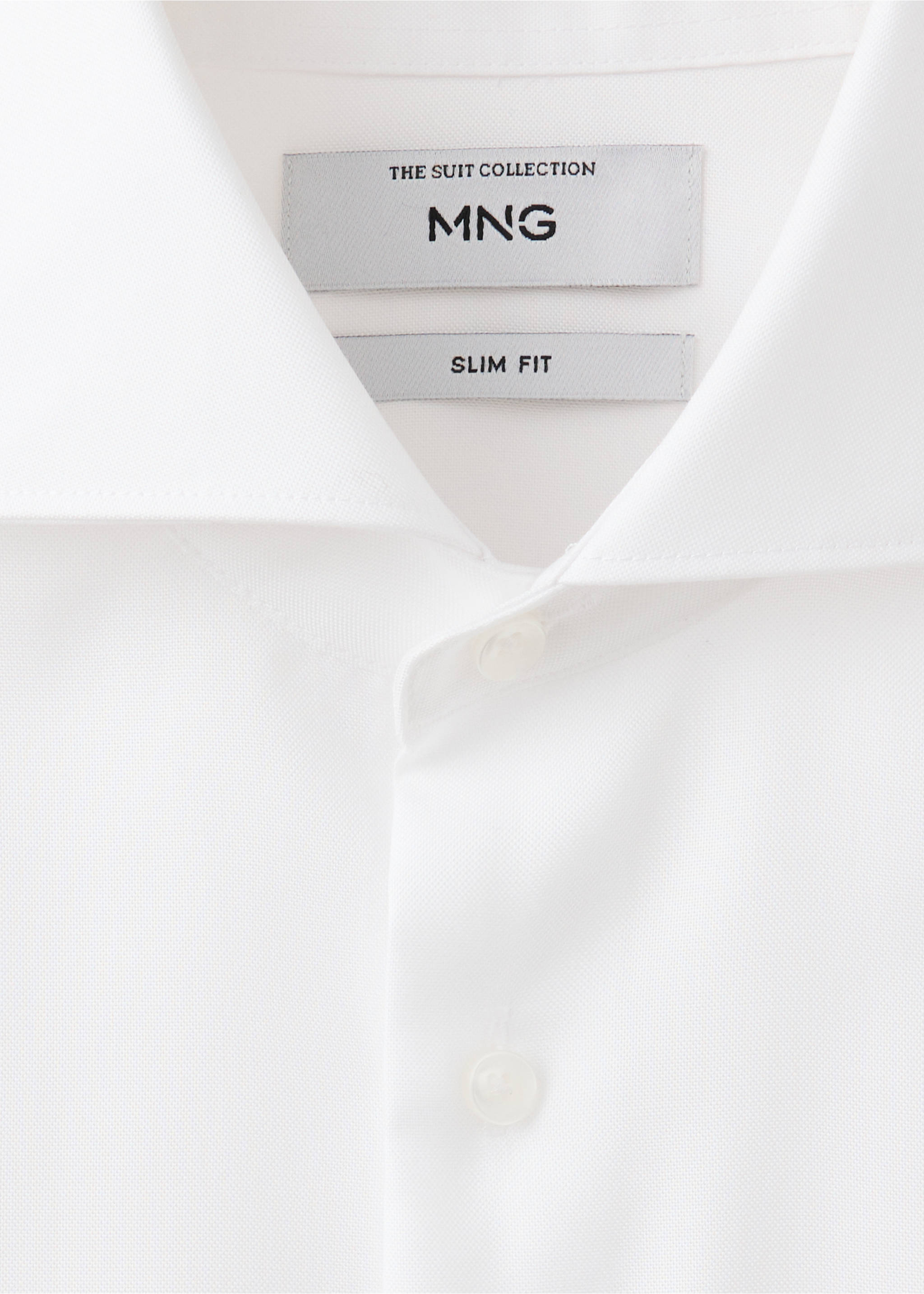 Slim fit cotton suit shirt - Details of the article 8, White. Ref: 37076322-00.
