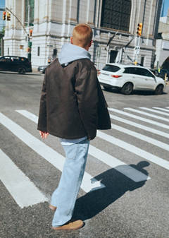 Waxed cotton parka with a corduroy collar — Brown 4