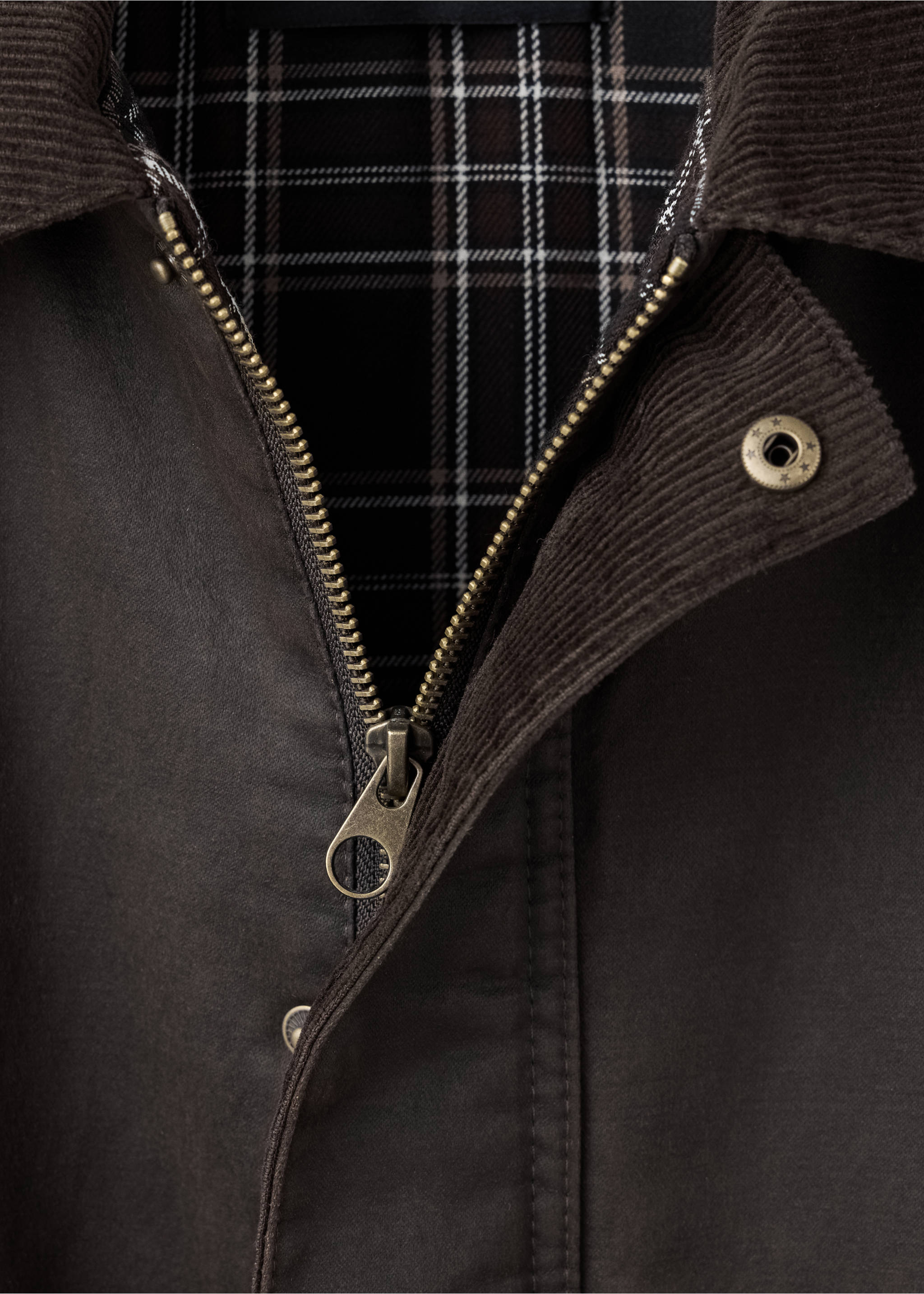 Parka algodón encerado cuello de pana - Detalle del artículo 8, Marrón. Ref: 37076324-00.