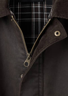 Waxed cotton parka with a corduroy collar — Brown 6