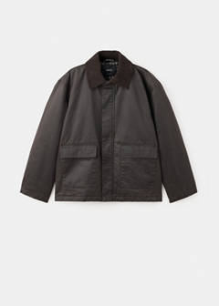 Waxed cotton parka with a corduroy collar — Brown 5