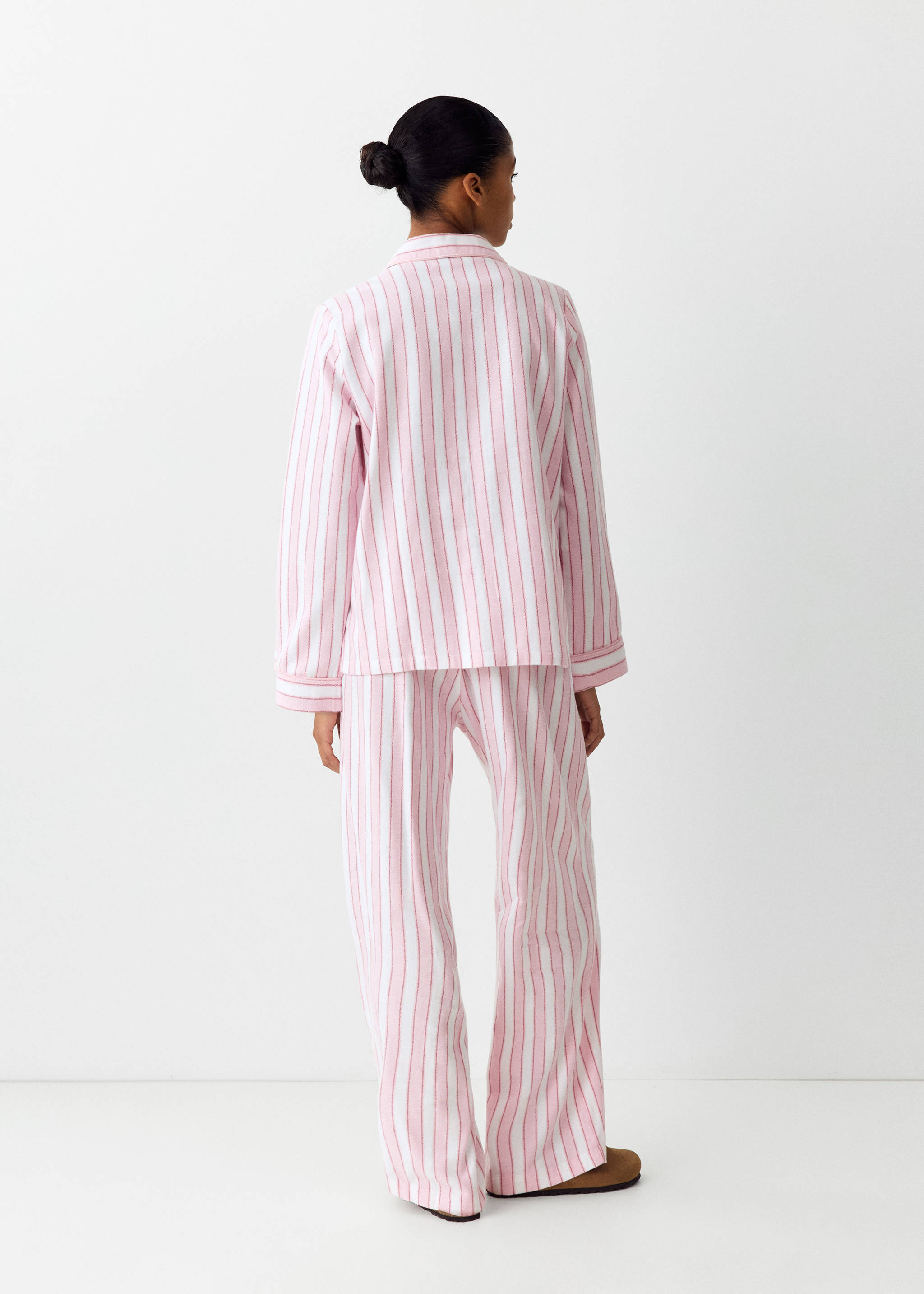 Pyjama en coton à rayures avec liserés - Verso de l’article