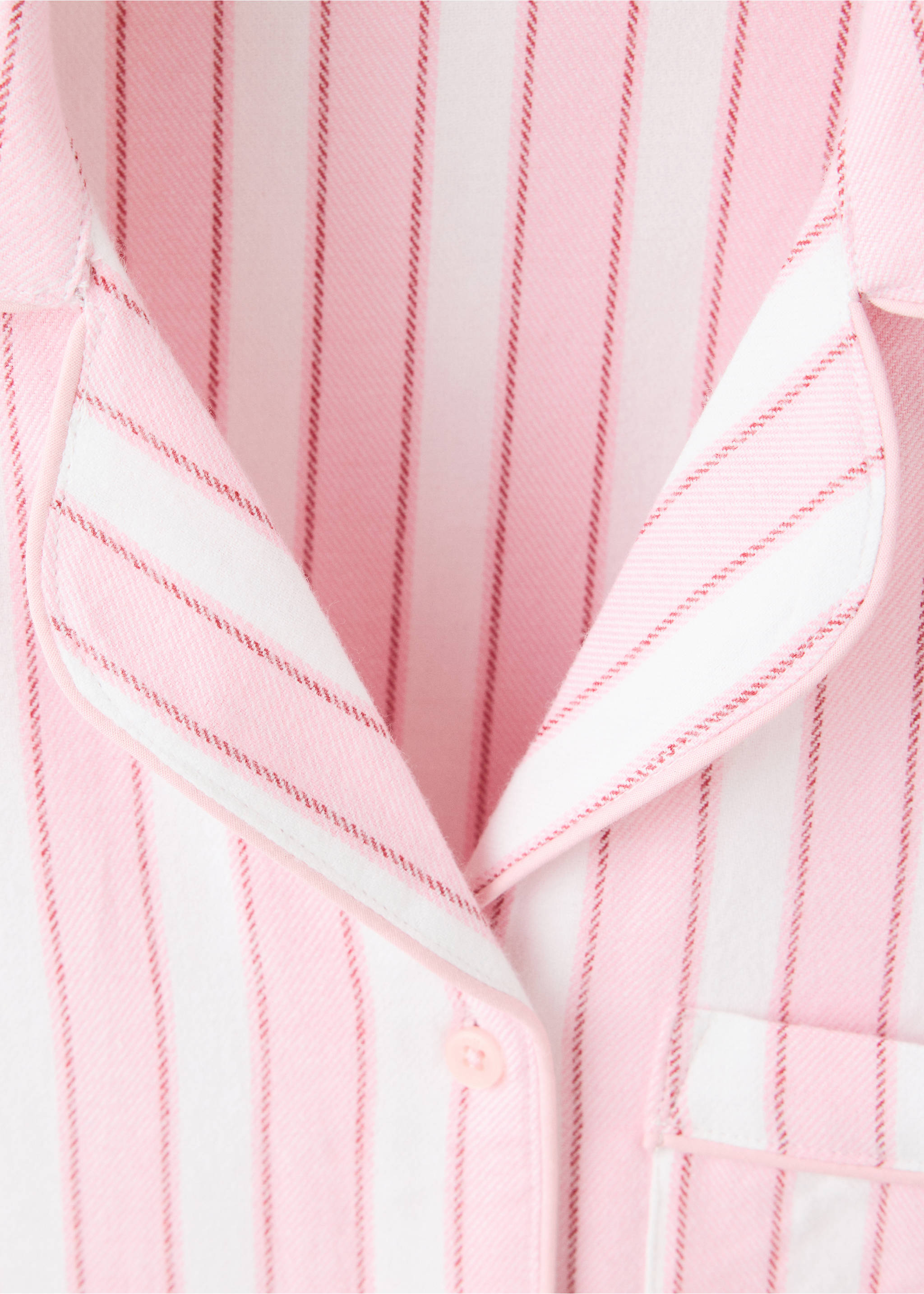 Striped cotton pyjamas with contrast piping - Details of the article 8, Pink. Ref: 37076325-00.