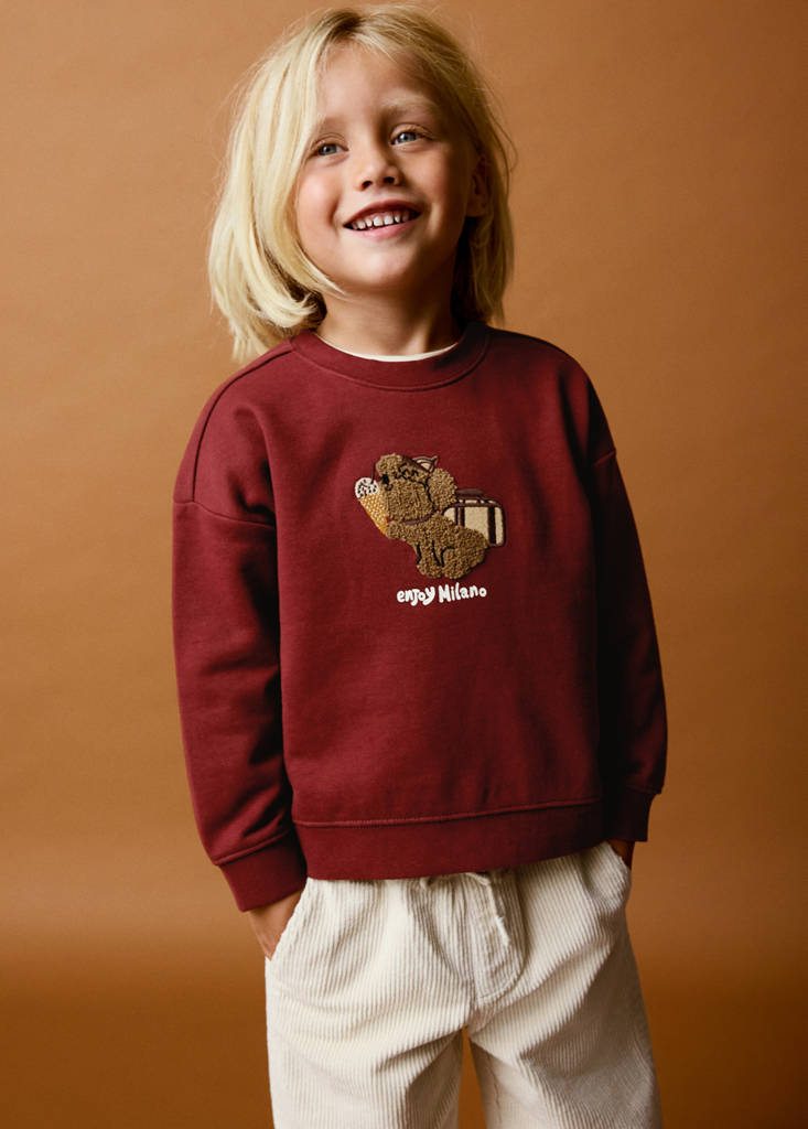 Oversized sweatshirt with embossed pattern — Maroon