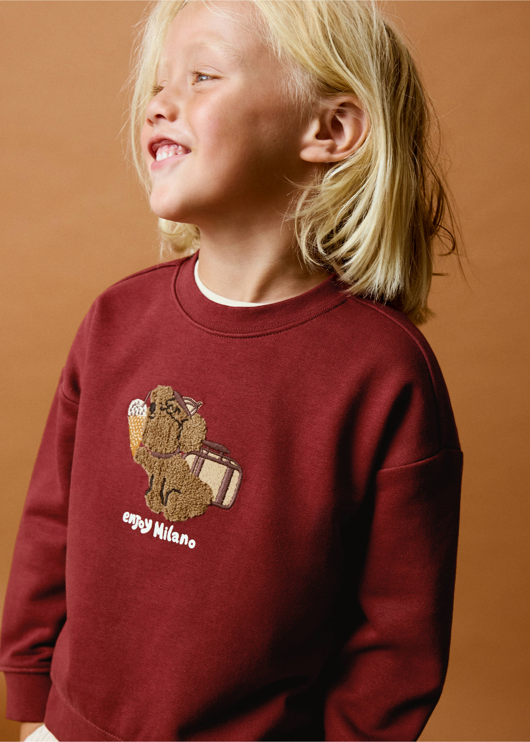 Oversized sweatshirt with a relief design - تفاصيل المنتج 1, كستنائي. Ref: 37076326-00.